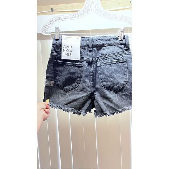 AND NOW THIS BLACK DISTRESSED JEAN SHORTS WOMENS SZ 25 NEW P1-48 - Picture 3 of 12